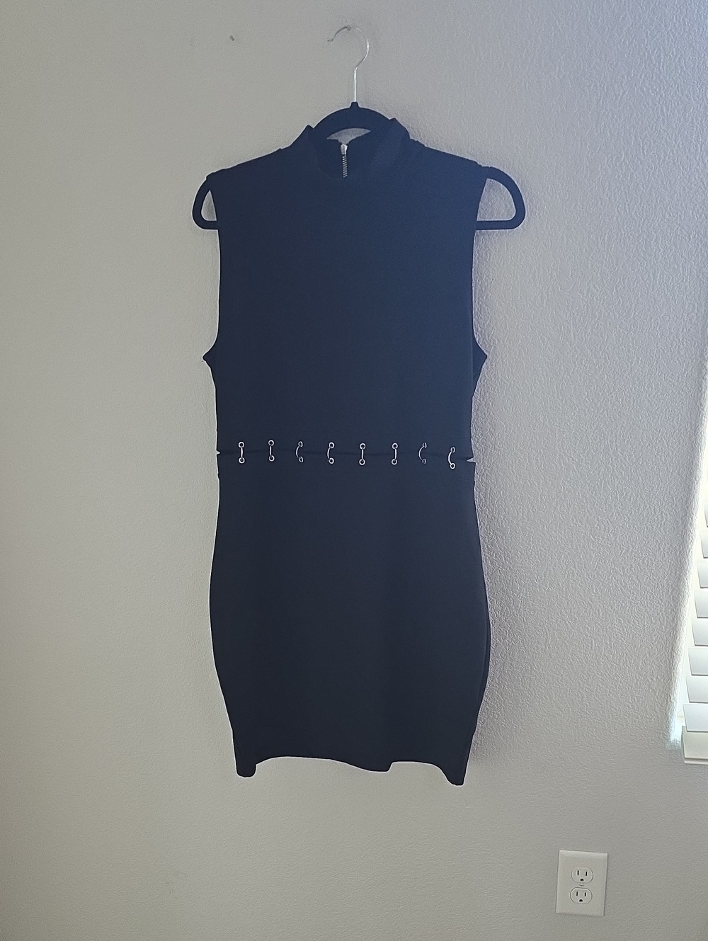 H&M Black Sleeveless Bodycon Dress with Silver Zipper